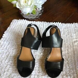 Nine West Stylish Black Wedge Sandals - Size 9